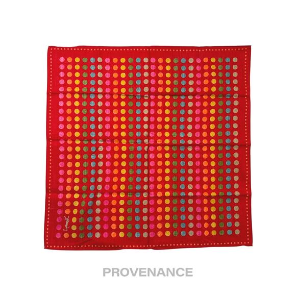 🔴 Yves Saint Laurent YSL Handkerchief Scarf 50 - Red Dot - Picture 2 of 5